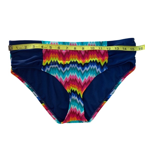 Skechers Women’s Flamin Hot Hipster Bikini Bottom Swimwear Blue Zigzag Medium - Picture 15 of 16